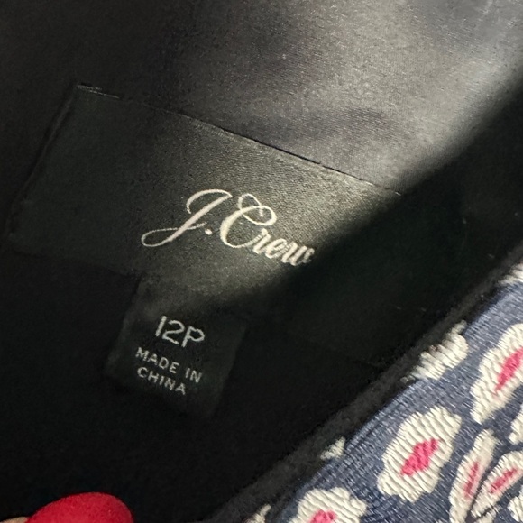 J.Crew Navy & Pink Jacquard Piper Foulard Print A-line Career Dress Sz 12 - Picture 16 of 17